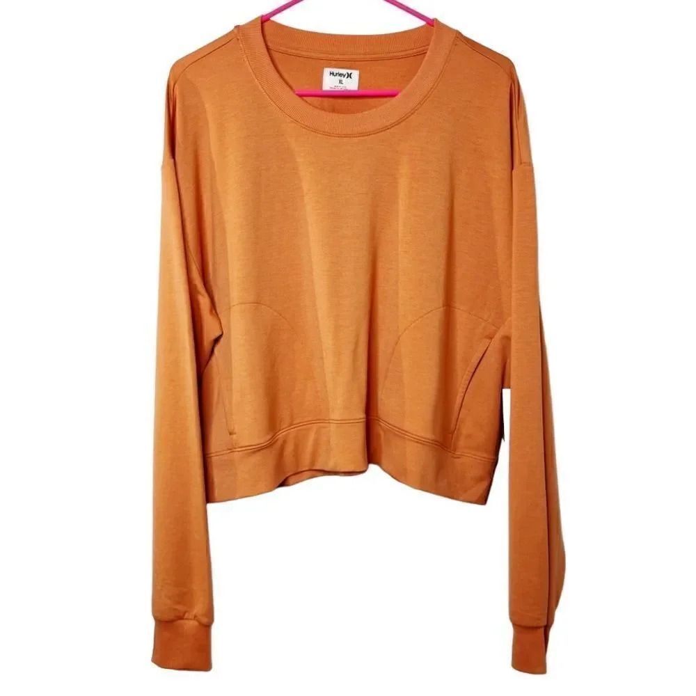 Hurley Easy Oversized Pullover Crew Neck Sweatshirt Orange Carnelian XL